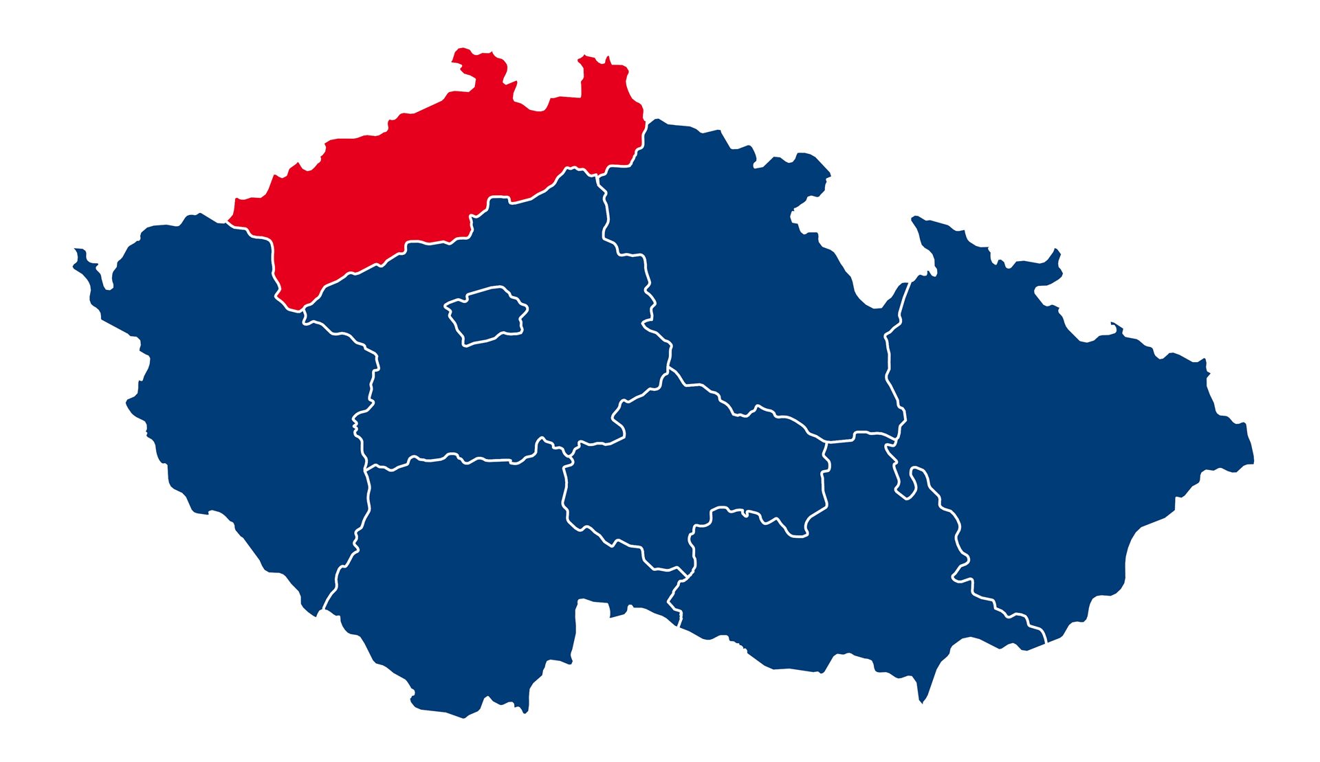 Kaart Noord-Bohemen in Tsjechi&#xEB;