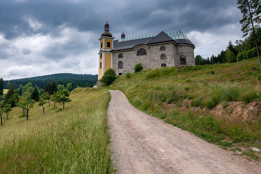 Church with glass roof in Neratov, Czechia