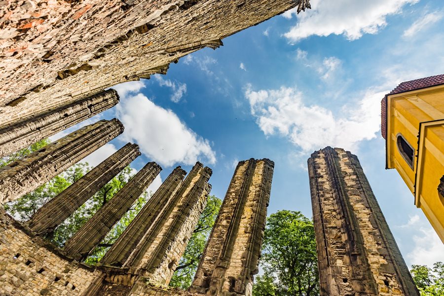 Unfinished gothic church in Panenský Týnec, Czechia