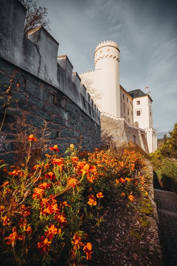 Orlík chateau in Zuid-Bohemen