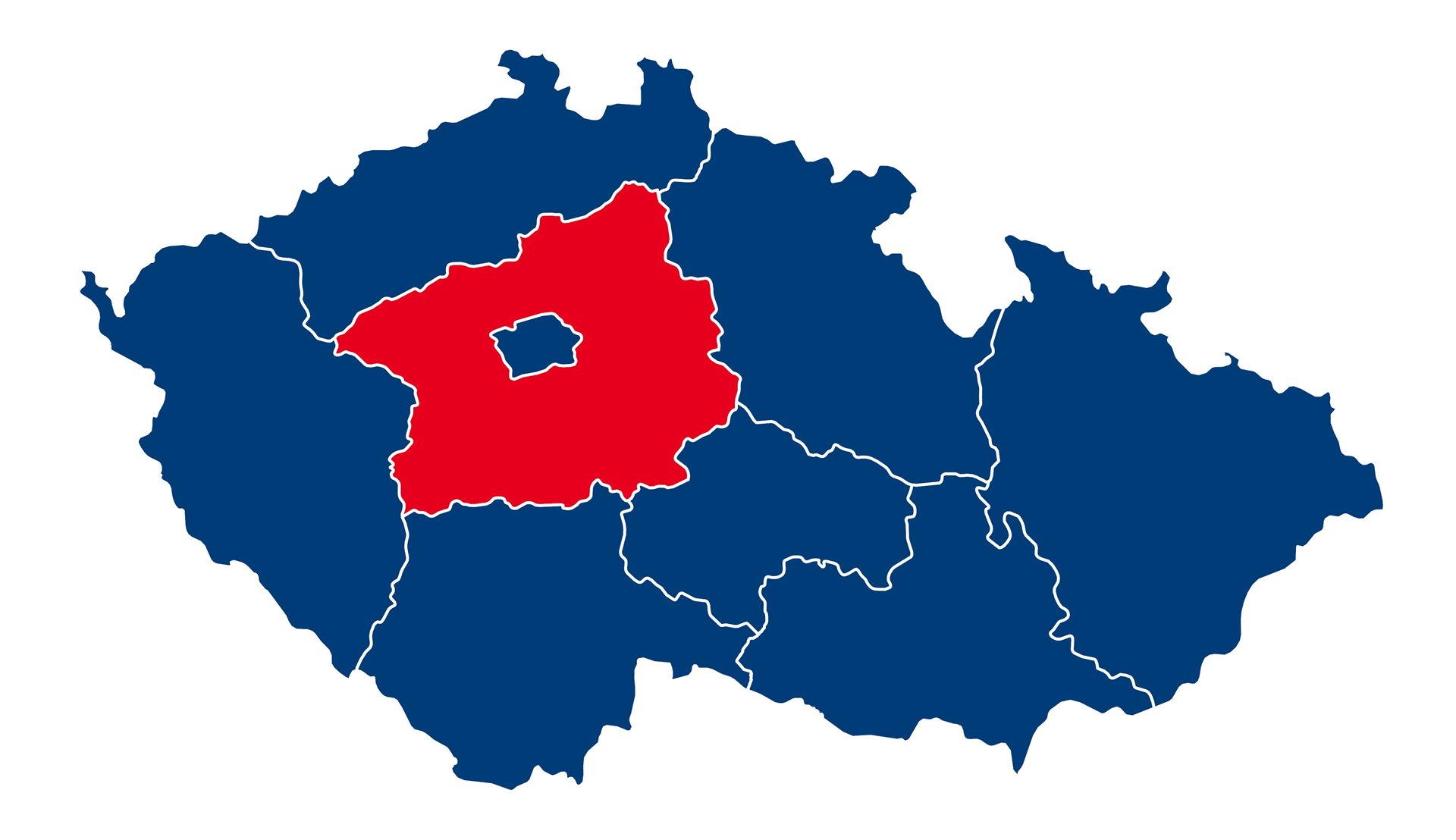 Kaart Centraal-Bohemen Tsjechië