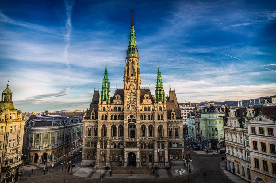 Het stadhuis van Liberec Liberec Noord-Bohemen stadhuis