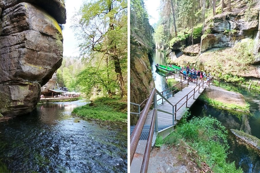 Wandelen door de kloof van Kamenice Wandelen door de Kamenice kloof in Boheems Zwitserland