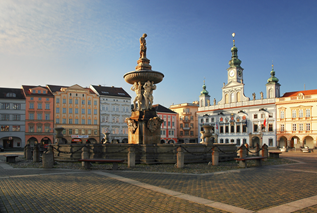 Het centrum van České Budějovice ©Ladislav Renner Ceske Budejovice Zuid-Bohemen stad brouwerij