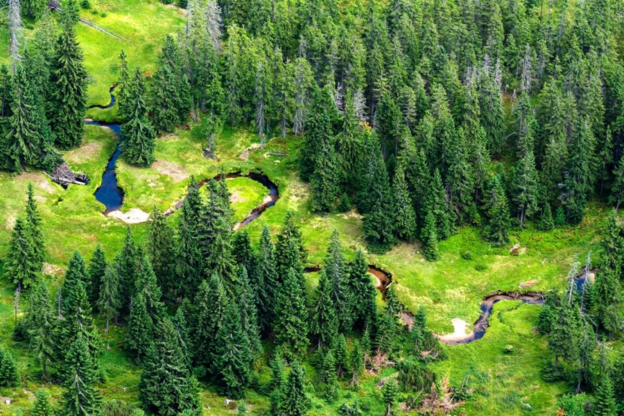 De Elbe rivier in het Reuzengebergte De Elbe rivier in het Reuzengebergte