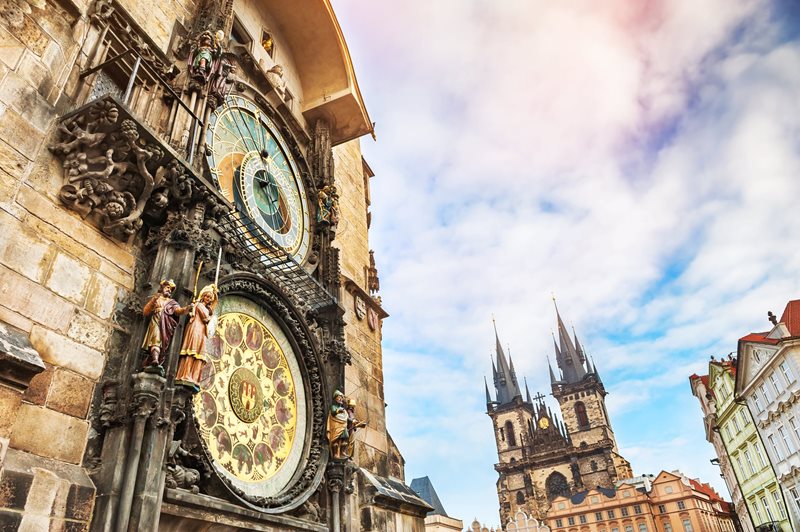 The famous Astronomical Clock on Prague’s Old Town Square The famous Astronomical Clock on Prague’s Old Town Square