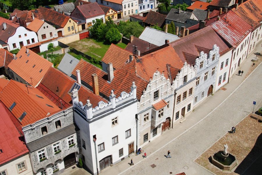 Slavonice in Zuid-Bohemen het plein