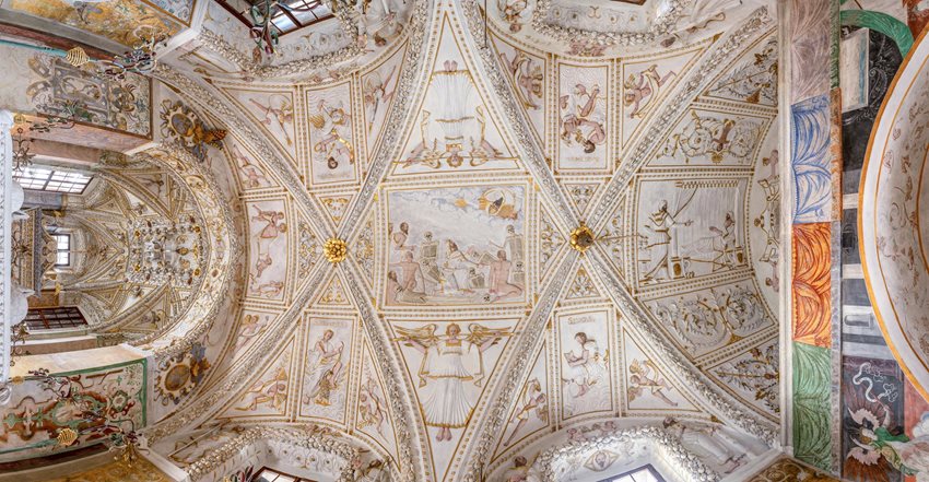 Painted ceiling of UNESCO Telč Chateau Chapel
