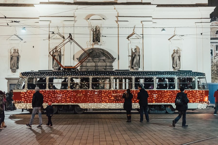 Kersttram Brno kerst