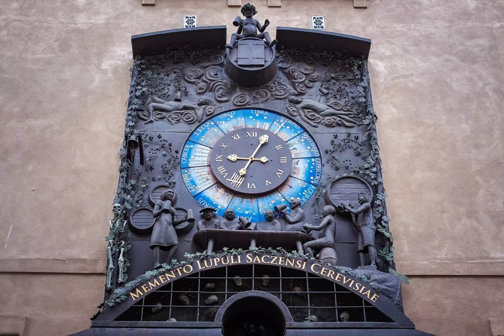 Hops Astronomical Clock in Žatec, Czechia