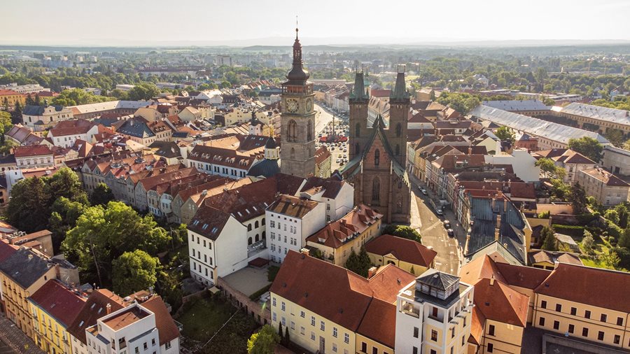 Stad Hradec Kralove in het noorden van Tsjechië